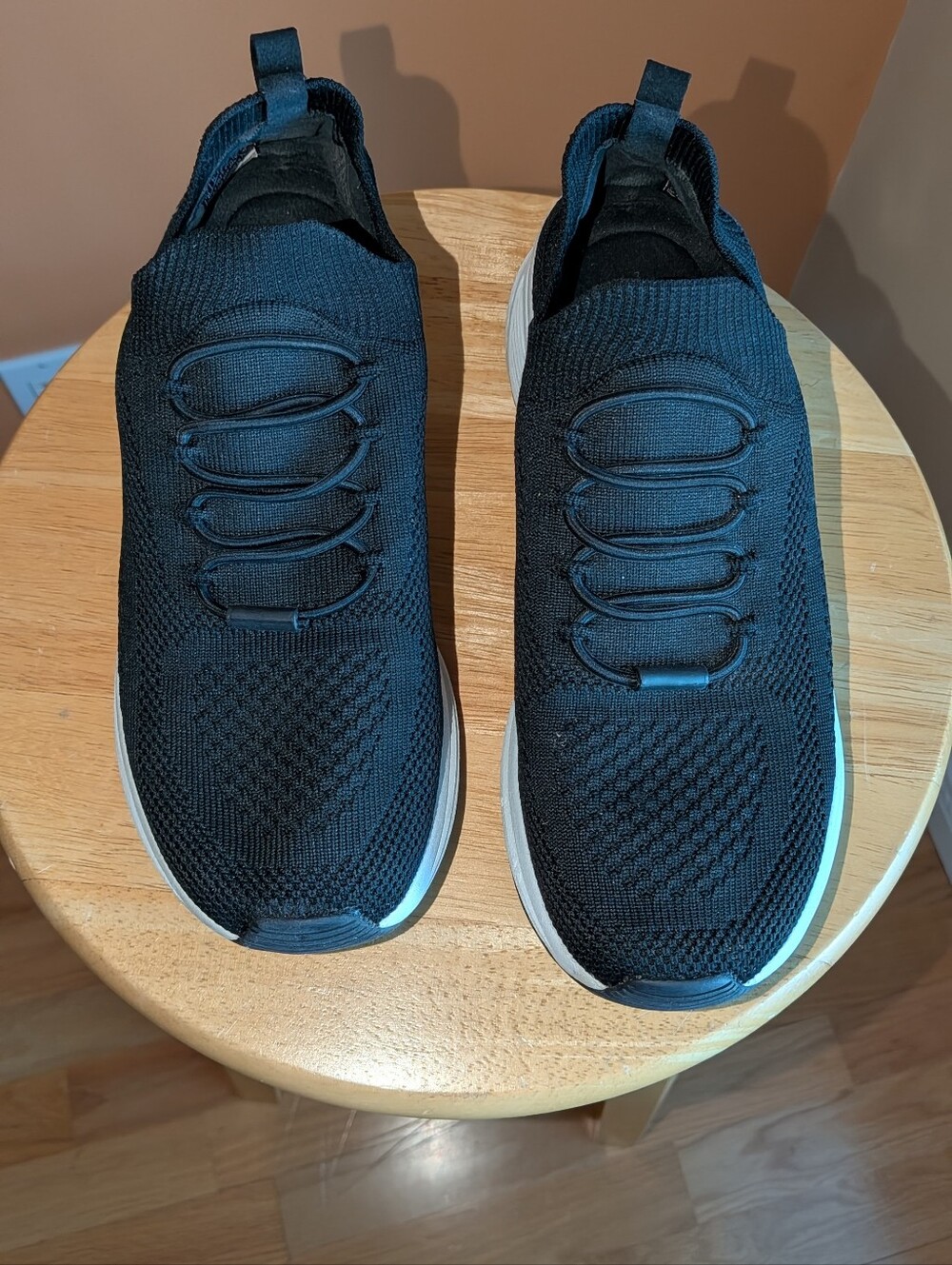 Skechers Black Knit Slip-On Sneakers - Lightweight Comfort Size 8
